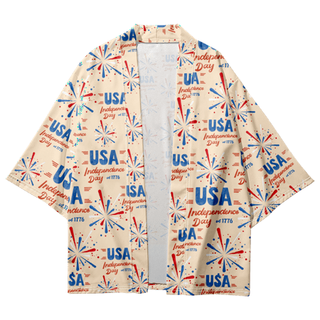 

Independence Day Kimono Robe Cloak Charming Magic Attractive Design Loose Shirts for Women for Gift to Daughter