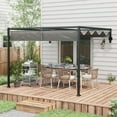 thumbnail image 2 of Outsunny 10' x 7' Lean To Pergola with Retractable Canopy for Patio, Deck, 2 of 10