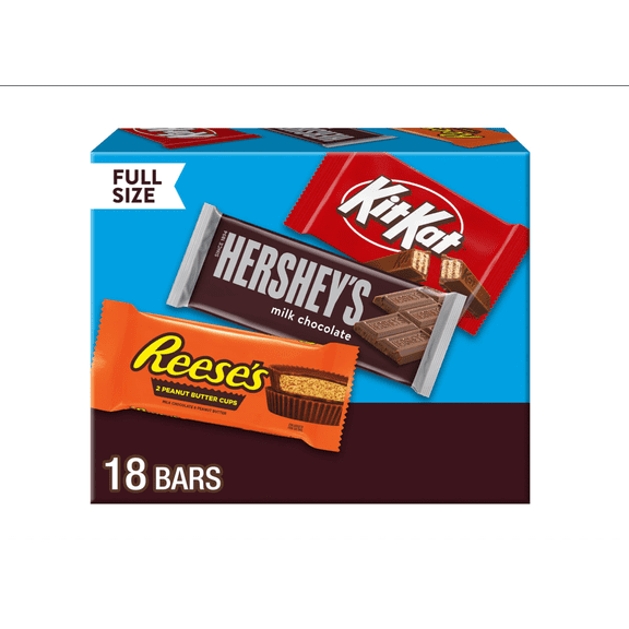 KIT KAT and REESE'S Assorted Milk Chocolate Candy Bars Variety Pack Individually Wrapped 18 Count 30.05 oz
