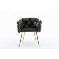 thumbnail image 2 of Luxury Modern Accent Chair, Leisure Velvet Armchair with Thick Woven Backrest and Gold Metal Frame, Upholstered Lazy Person Household Dresser Stool, Manicure Table Back Chair, Dining Chair, Black, 2 of 7