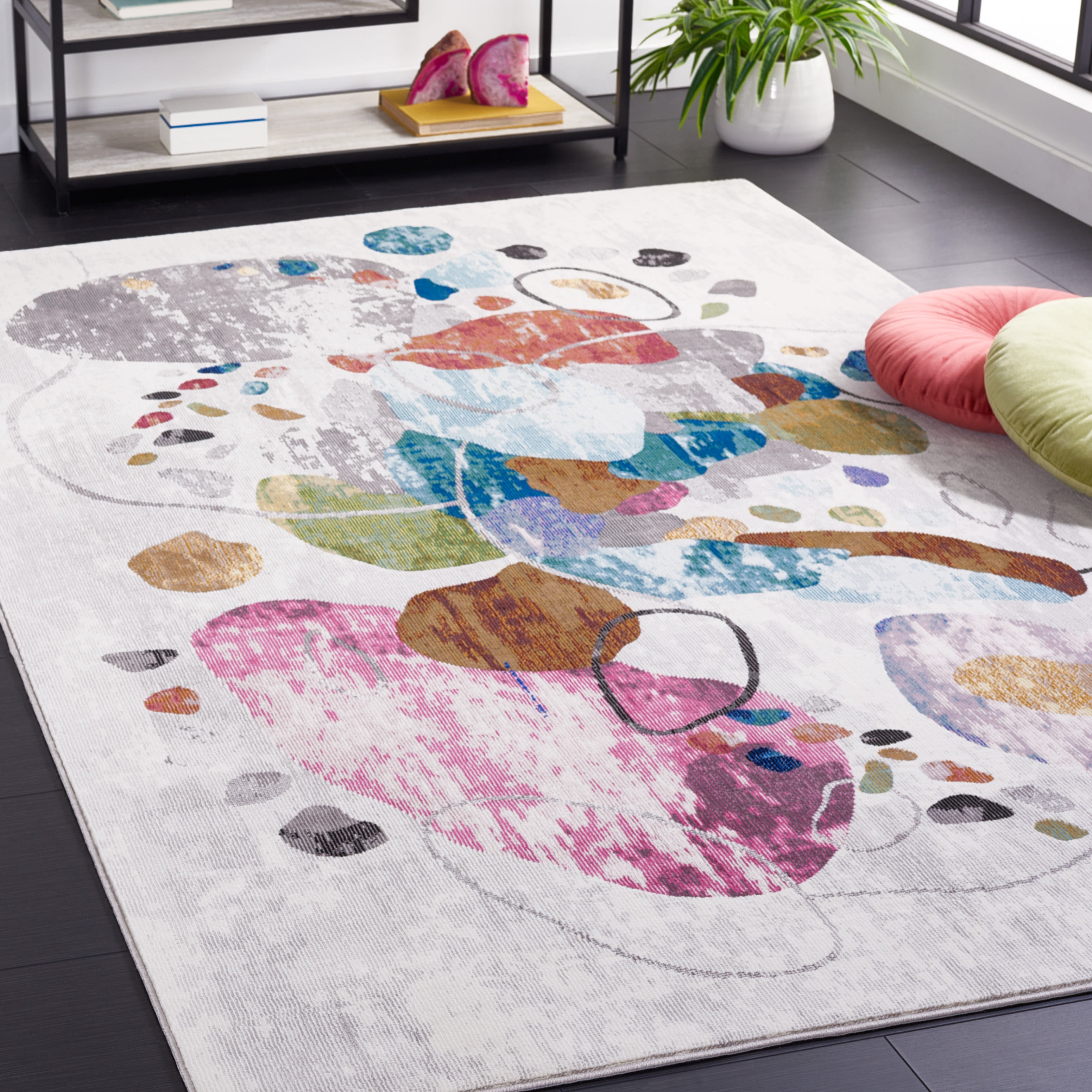 SAFAVIEH Art Studio Jerrie Abstract Area Rug, Ivory/Blue, 3' x 5'