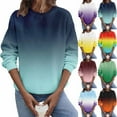 thumbnail image 5 of qucoqpe Women's Casual Gradient Crew Neck Sweatshirt Loose Soft Long Sleeve Pullover Tops, 5 of 5