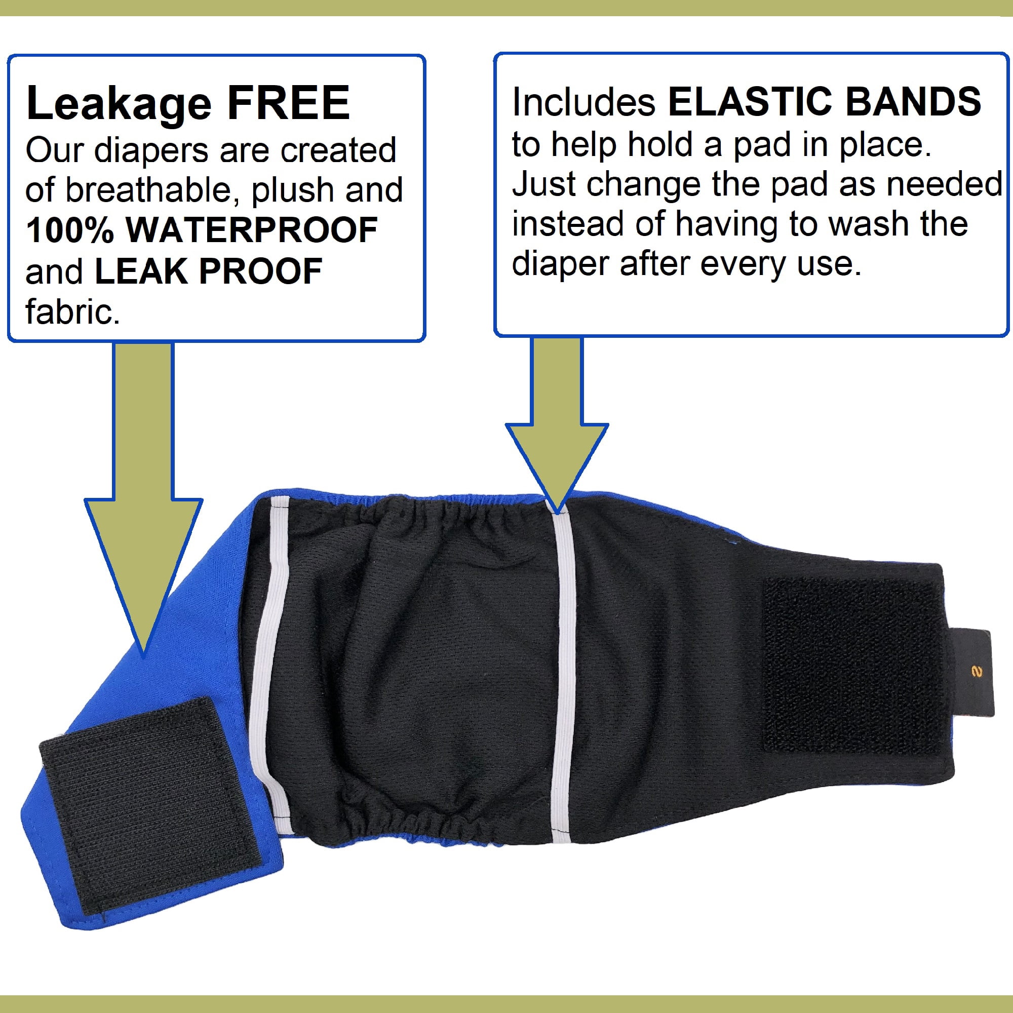 Pack of 3 Male Dog Diapers Waterproof Leak Proof Belly Band Wrap Washable for Small Medium and Large Pets