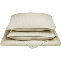 Superior Cobblestone Cotton Reversible Quilt Set, Full/ Queen, Ivory