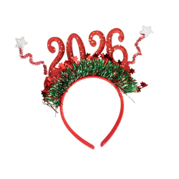 Diadema navideña para cosplay, tocado para aniversarios de Año Nuevo Rojo