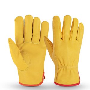 Jinsinto Gants de travail, gants de jardinage en cuir de vache, résistant à l'usure, absorbant la sueur, L