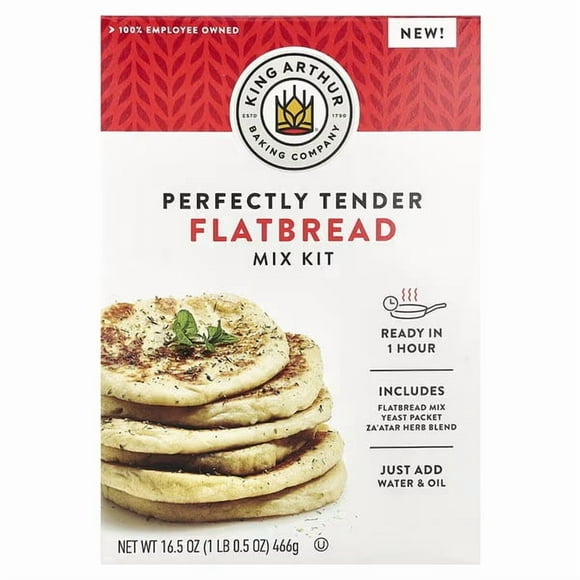 King Arthur Baking Company, Perfectly Tender Flatbread Mix Kit, 16.5 oz (466 g)