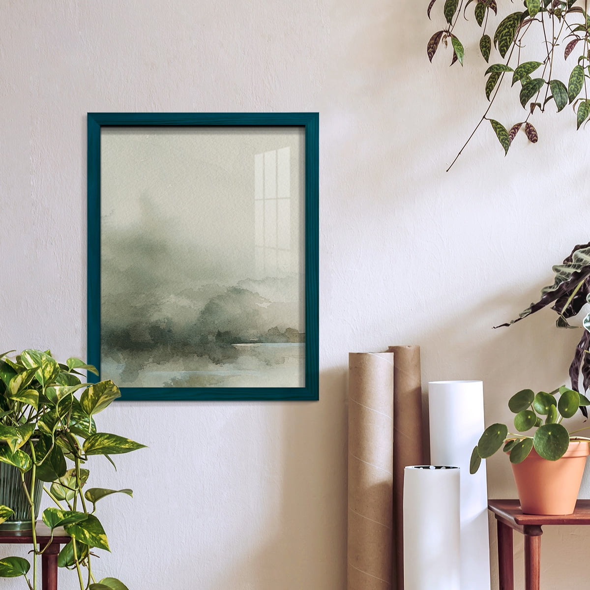 Heavy Fog I - Framed Print w/glass - Ocean Blue