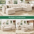 thumbnail image 6 of HONBAY Oversized Beige Corner Modular Sectional with Under-Seat Storage, Movable Ottoman and Adjustable Arms in Plush Cloud Corduroy, 6 of 10