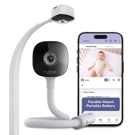 Hubble Connected GoBaby AI Wireless Portable Pro — 2K Ultra Clear HD Baby Monitor w/AI Rollover Detection, True Cry Alerts, Sleep Analytics , w/Camera, HD Home Display
