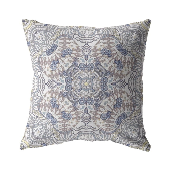 Tree of Life Indoor/Outdoor Fabric Pillow with Zip in Yellow and Gray26x26