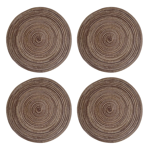 Weave Mat Almohadillas calientes redondas para agarraderas de hilo de cocina para platos calientes/olla/tazón/olla caliente (paquete de 4)