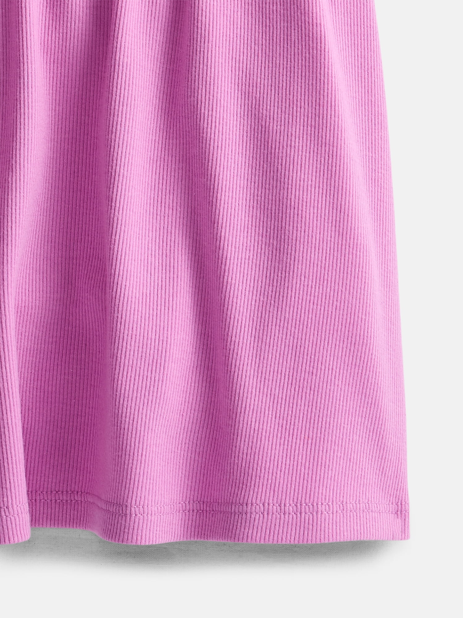 Wonder Nation Girls' Ribbed Henley Dress with Short Sleeves, Sizes 4-18