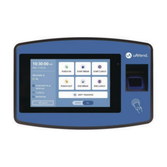 Processing Point, Inc 2500 Biometric Fingerprint Touch Tablet Time Clock System, Unlimited Employees, Black/blue