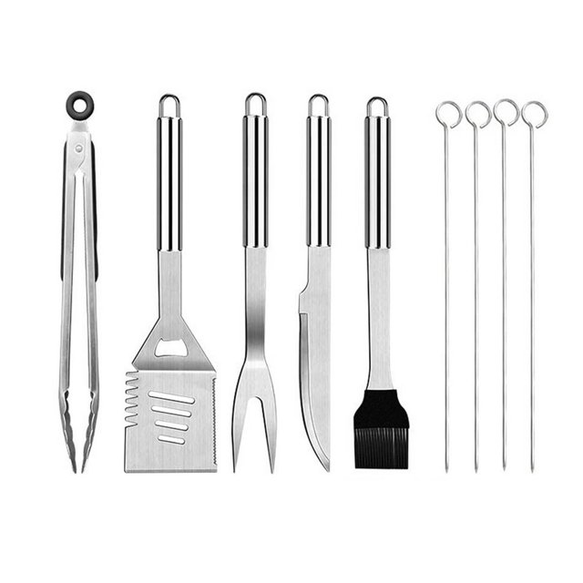 10PCS BBQ Grill Tools Stainless Steel Complete Grill Utensils Set