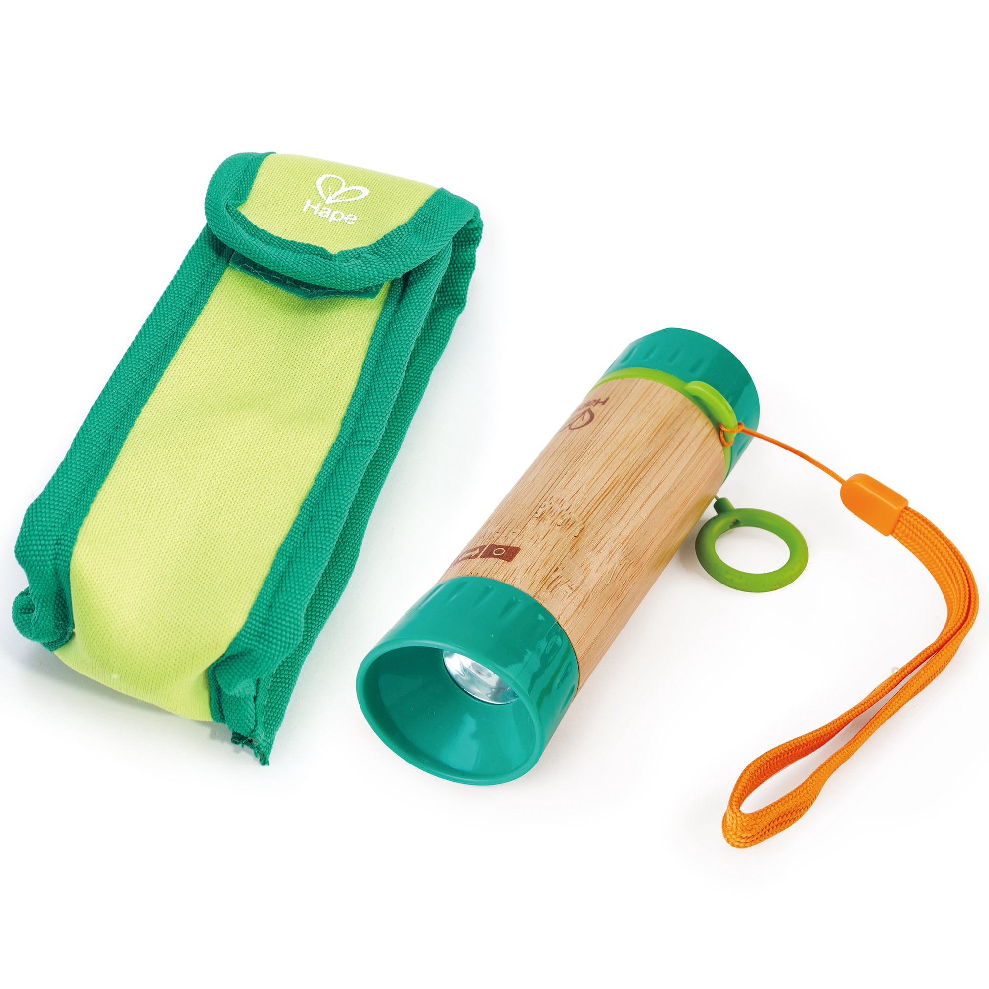 Hape: Nature Fun: Hand-Powered Flashlight - w/ Case, Bamboo, Kinetic Pull Cord Charge, Nature & Night Exploration Toy, Outdoor Play, Kids Ages 4+