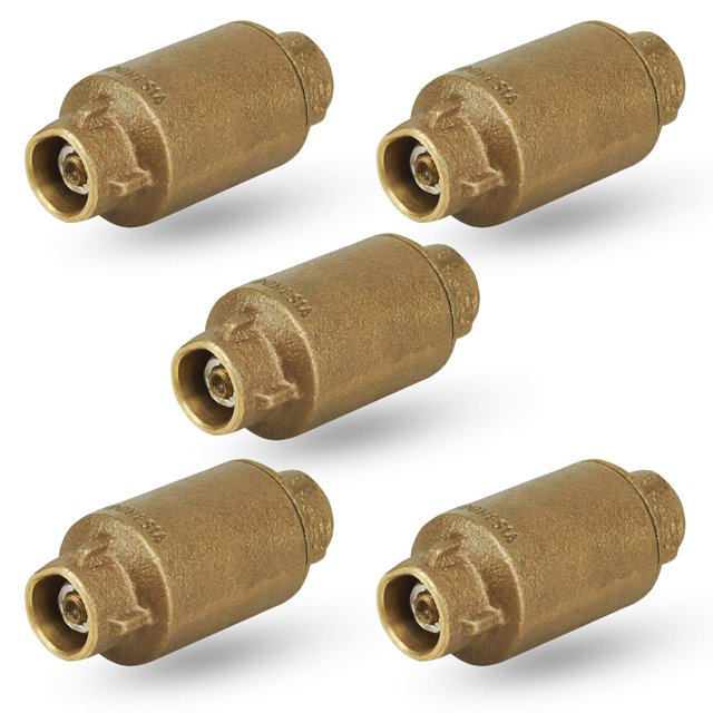 Midline Valve 372D336-5 Inline Spring Loaded Check Valve, Backflow Prevention, 1-1/4 in. Sweat Connections, Cast Brass (5 Pack)