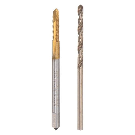 Uxcell M2.5 x 0.45 Spiral Point Thread Tap and 2.1mm Drill Bit Set Cobalt High Speed Steel