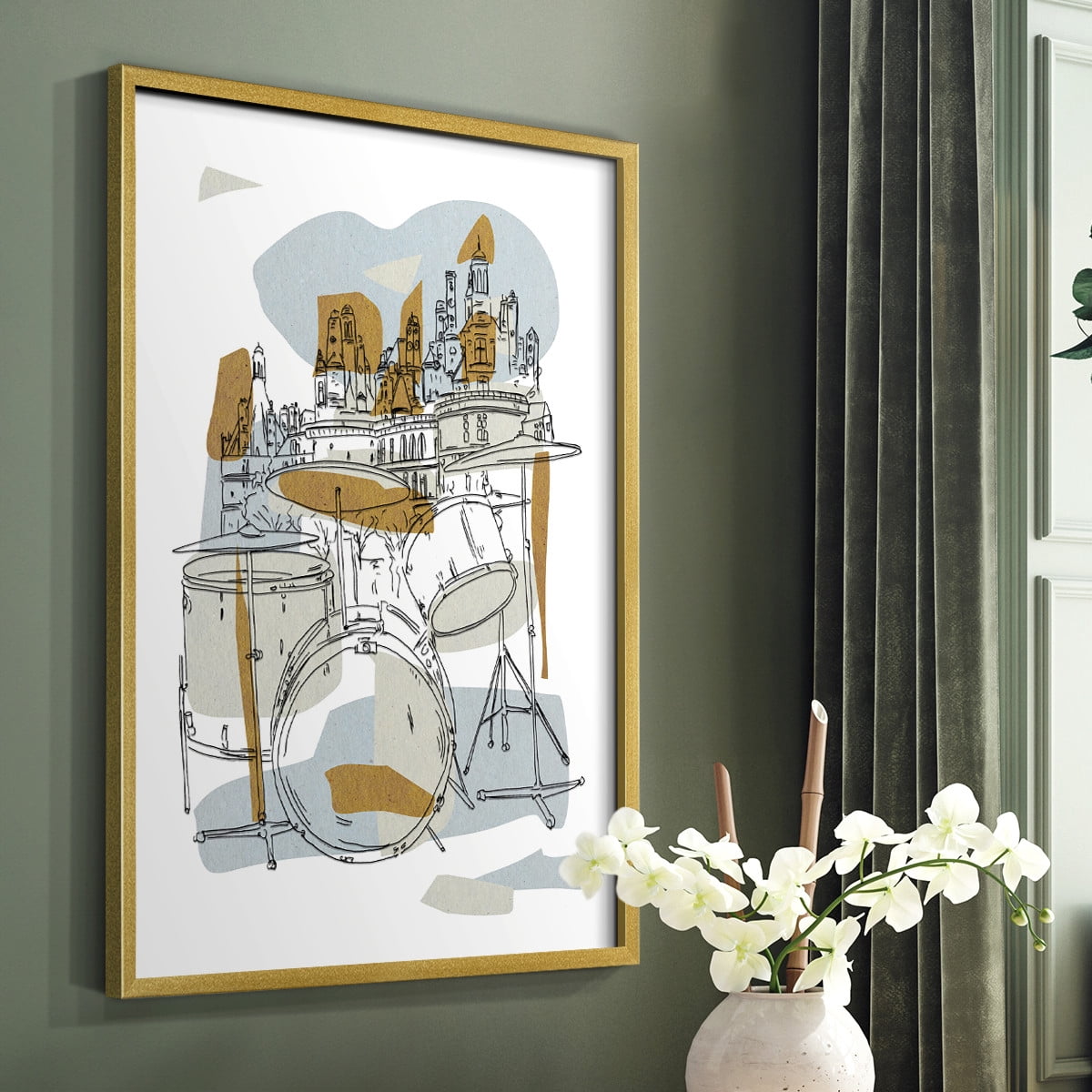 Rehearsal IV Framed Print in Gold Solid Wood Framed Print No Nail Hanging
