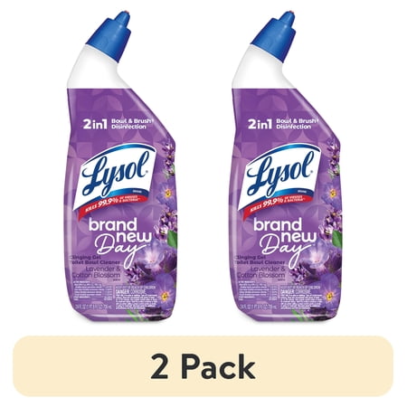 (2 pack) Lysol Toilet Bowl Cleaner Clinging Gel, Disinfecting Bathroom Cleaner and Toilet Bowl Stain Remover, Lavender & Cotton Blossom Scent, 24 fl oz