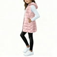 thumbnail image 5 of PINQI Teen Girls Long Hooded Puffer Vest Quilted Lightweight Oversized Zip up Sleeveless Jackets Youth Kids down Coats, 5 of 7