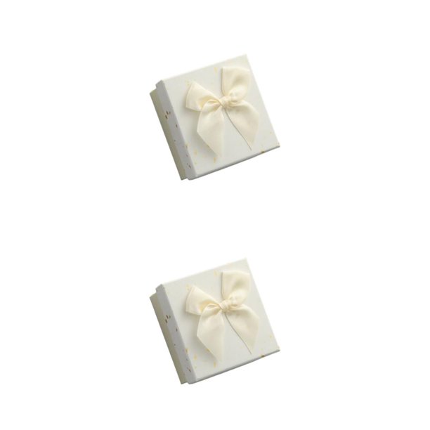 Bearachild Caja de embalaje de papel Bowknot Lindo Reemplazo de protección Rectangular Pendiente Caja de regalo Contenedor Envoltura Blanco 2piezas