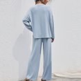 thumbnail image 4 of Pijama de 2 piezas azul claro XL, de manga larga, cuello redondo, color puro, suave y cómodo para el hogar, conjunto de descanso para otoño e invierno, 4 of 6
