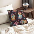 thumbnail image 6 of DouZhe Velvet Decorative Throw Pillow Covers Set of 2, Soft Square Cushion Cover with Invisible Zipper Exotic Tribal Style Tiki Masks Printing, 18"x18", 6 of 7