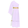 thumbnail image 4 of TiaoBug Girls Ancient Greek Toga One Shoulder Ruffles Maxi Dance Dress for Halloween Festival Show Lavender 12, 4 of 7
