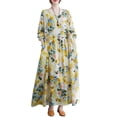 thumbnail image 1 of Vestido suelto vintage para mujer, manga larga, estampado, bolsillos laterales, vestido informa Abanopi Vestido de mujer, 1 of 7