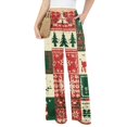 thumbnail image 5 of Lumtrix Wide Leg Pants for Women Xmas Christmas Graphic Elastic Waist Straight Leg Pants Christmas Eve Party Trouser with Pockets Green M, 5 of 7