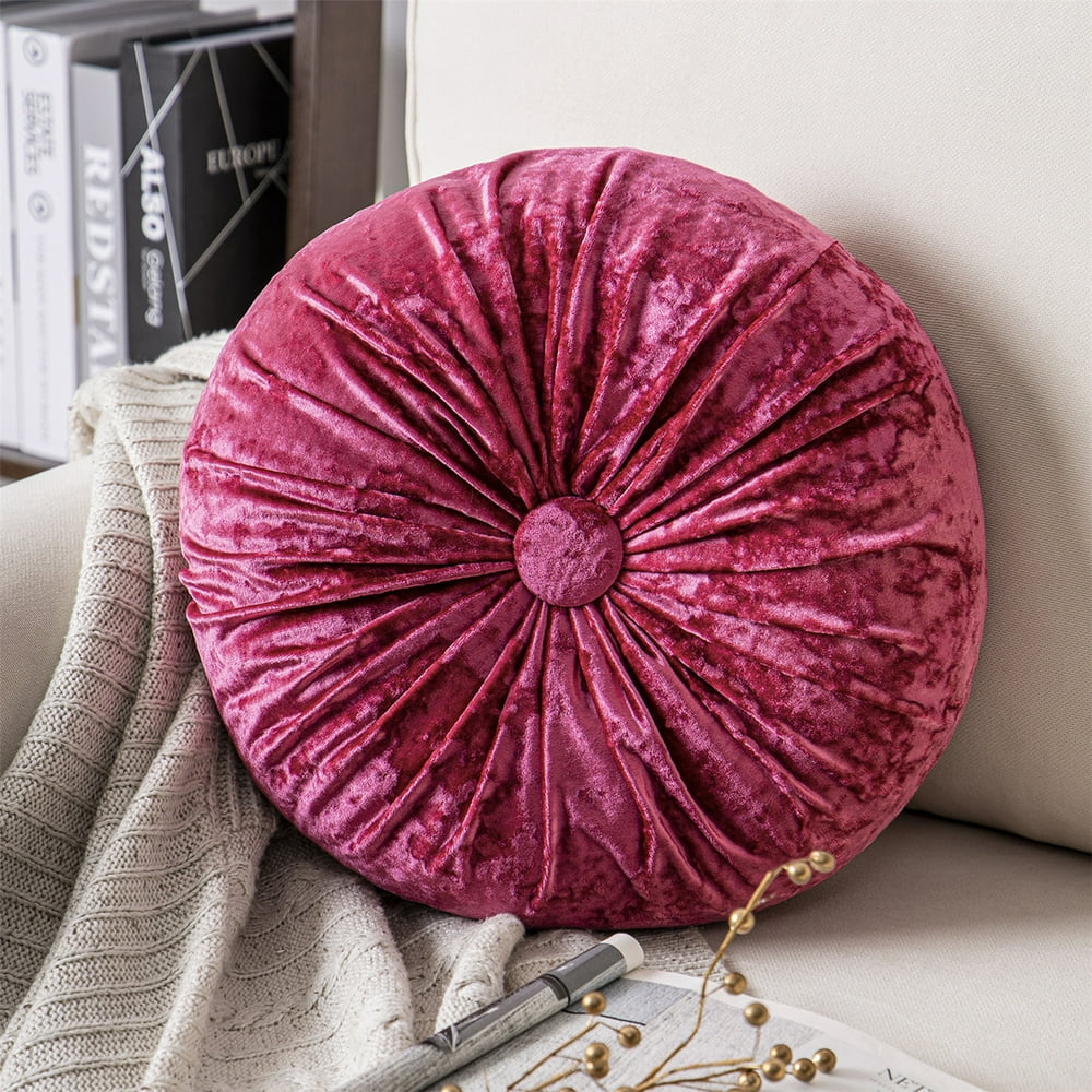 Phantoscope Crushed Velvet Pleated Round Pumpkin Floor Pillow Series Decorative Throw Pillow, 16