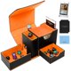 thumbnail image 1 of Deck Box, bandeja de dados y torre 2 en 1 para MTG Commander, color negro y naranja, 1 of 6
