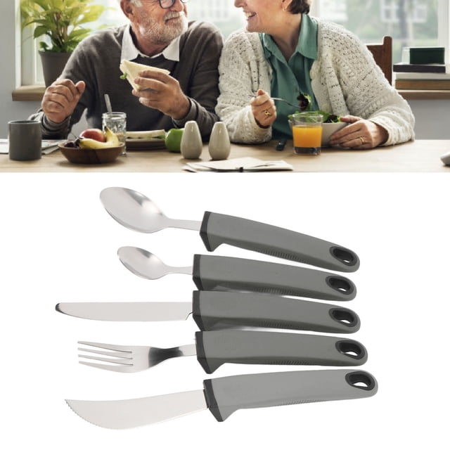 JUEGO DE CUBIERTOS ADAPTABLE, JUEGO DE UTENSILIOS ANTIVIRIRIRAN, ANTRESLIZANTE, HERRAMENTAS DE COCINA PERA PERSONAS MAYORES, SOPORTE DE CONTROL DE FLEXIBILIDAD