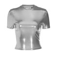 thumbnail image 4 of Chemise Décontractée Unie pour Femmes - Blouse à Manches Courtes Col Rond avec Haut Court Plissé, 4 of 6