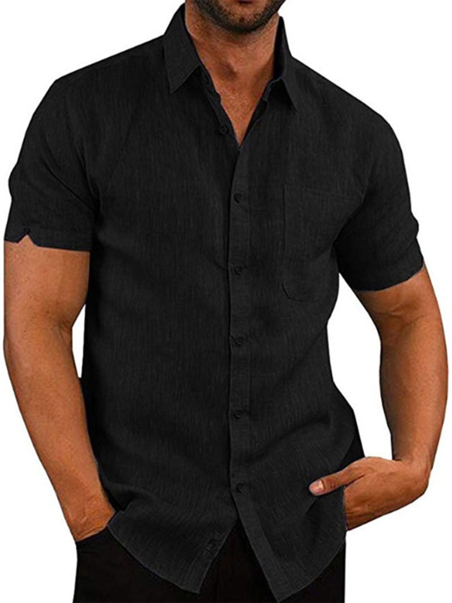 Mstyle Men 3D Print Casual Summer Short Sleeve Relaxed Fit Lapel Button Down Dress Work Shirt