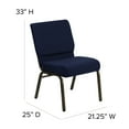 thumbnail image 5 of BizChair 4 Pack 21''W Stacking Church Chair in Navy Blue Dot Patterned Fabric - Gold Vein Frame, 5 of 11