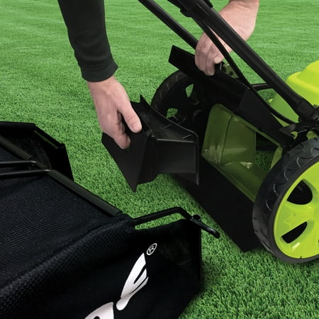 Sun Joe - 12.0Ah Plug-in 20-Inch Push Lawn Mower with Grass Collection Bag - Green