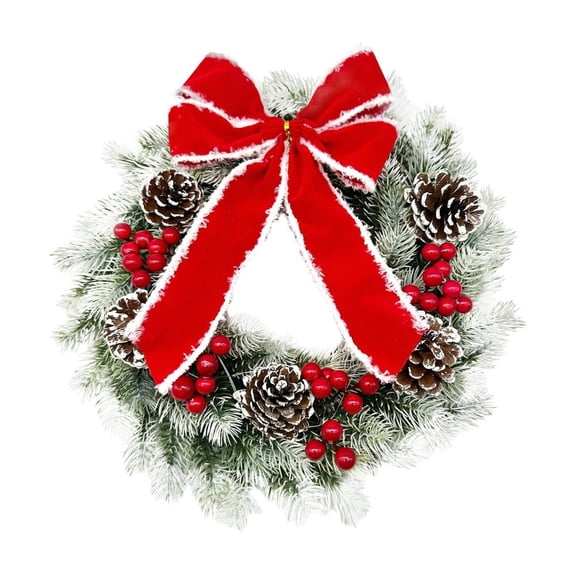 Aximioll Christmas Red Pinecone Red Berry Wreath 15.75In, Floral Design, Christmas Wreath Decor for Front Door Wall Entryway Mantel