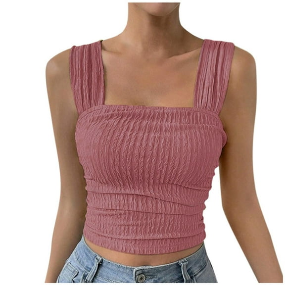 Womens Summer Tops Back The Top Women Spaghetti Top Women 510 Athletic High Neck Tops for Bartender Fitted Camisole Breathe Sleeveless Long 4x And Corset Women's Solid Pink M