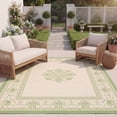 thumbnail image 4 of Safavieh Courtyard Eva Oriental Indoor/Outdoor Area Rug, Natural/Olive, 7'10" x 7'10" Square, 4 of 12