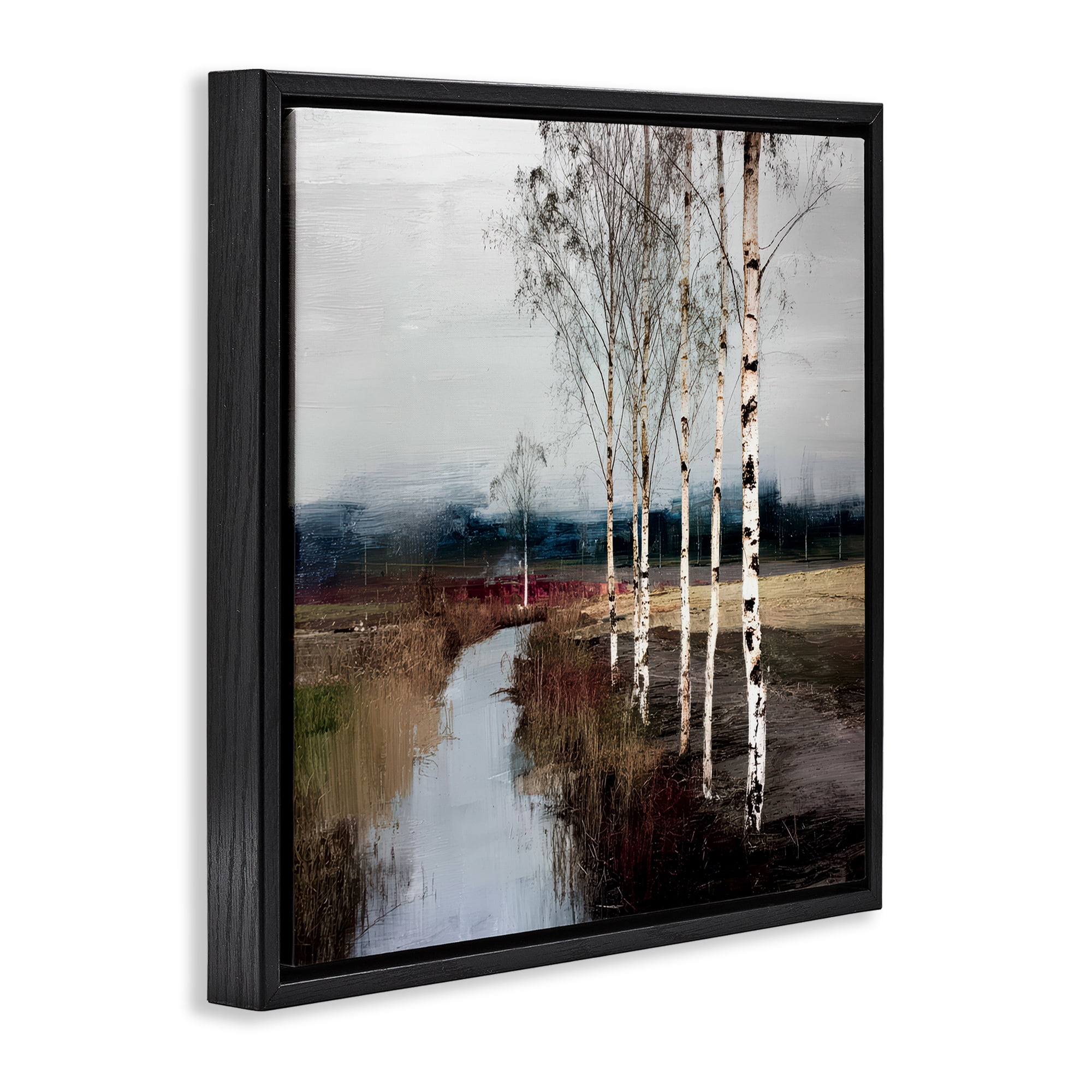Stupell Industries Birch Creek River Black Framed Floater Canvas Wall Art, design by Kim Curinga