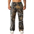 thumbnail image 4 of Havenx Camo Sweat Pants for Men Wide Leg Dry Leaf Print Elastic Waist Sweat Pant with Pockets Open Bottom Camouflage Bottoms Loose Fit Y2k Workout Athletic Soft Clothing,Coffee M, 4 of 7