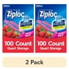 (2 pack) Ziploc Grip N Seal Storage Quart Bags, 100 count