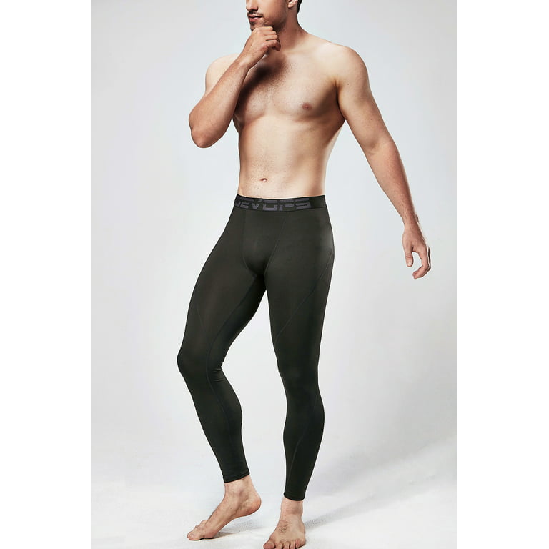 DEVOPS 2 Pack Men's thermal compression pants, Athletic sports Leggings  (2X-Large, Black/White)
