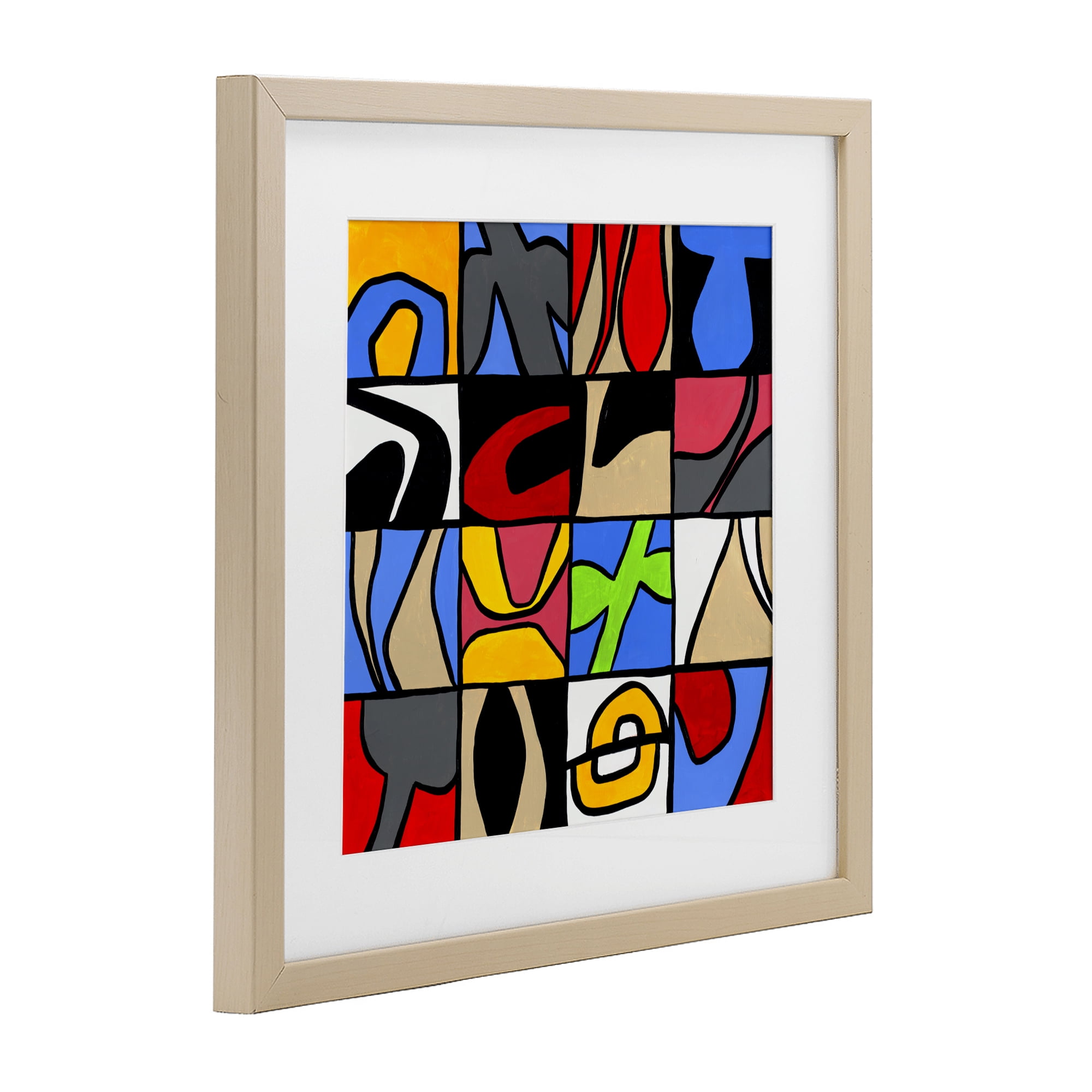 Stupell Industries Alternating Contrast Shapes Abstraction Birch Framed Print Under Glass, design by Ruth Fromstein