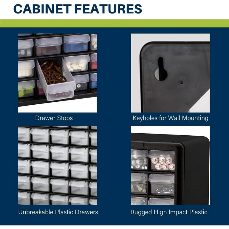 33-Drawer Storage Cabinet Organizer - Wall Mountable Parts Box For Screws, Crafts, Makeup & Tools, Black