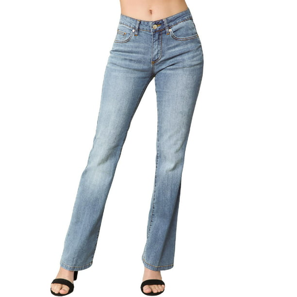 MixMatchy Women's Sexy Stylish Flare Bell Bottom Slim Bootcut Jean ...