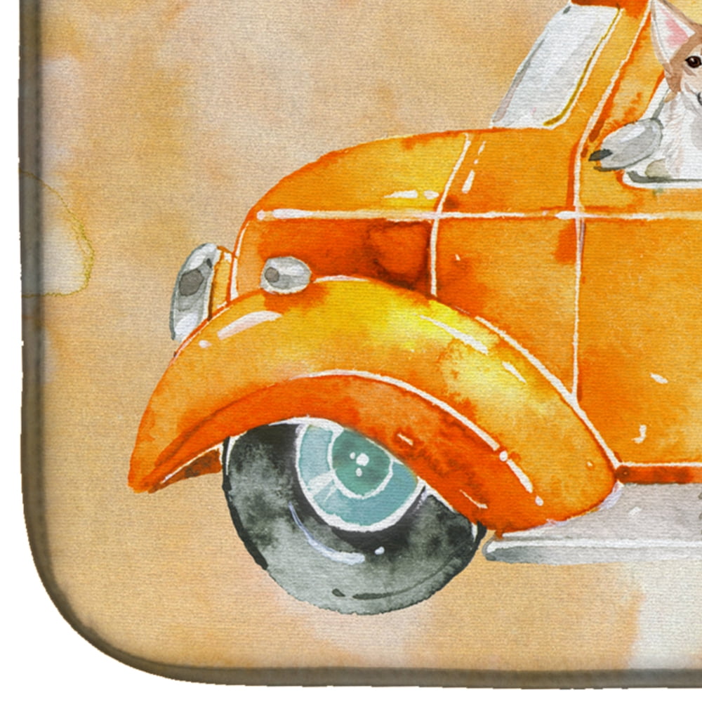 Fall Harvest Corgi Dish Drying Mat