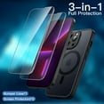 thumbnail image 3 of JETech 3 in 1 Magnetic Case for iPhone 13 Pro 6.1-Inch with 2-Pack Tempered Glass Screen Protector, Compatible with MagSafe, Translucent Matte Back Shockproof Phone Cover (Black), 3 of 7